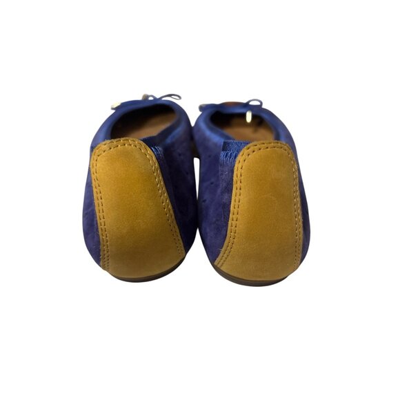 Clarks Womens Size 7 Blue & Brown Leather Ballet Flats With Bow Accent - Picture 4 of 6